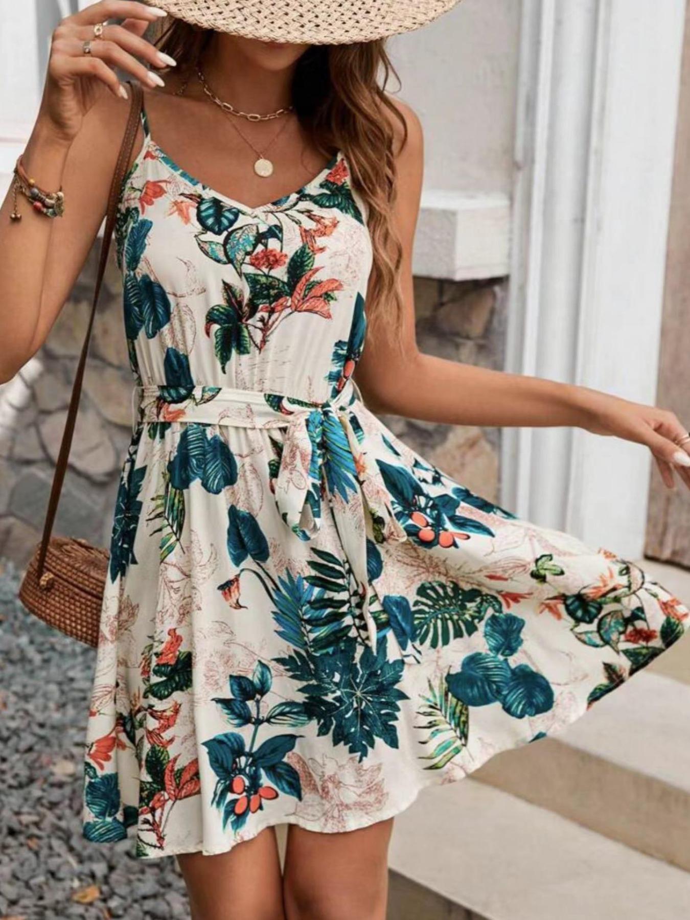 French Vintage Floral Midi Dress - ชุดเดรสเข็มขัดสไตล์โบฮีเมียนสำหรับผู้หญิง เหมาะสำหรับวันหยุดพักผ่อนและกิจกรรมกลางแจ้ง สวมใส่สบายและทันสมัย