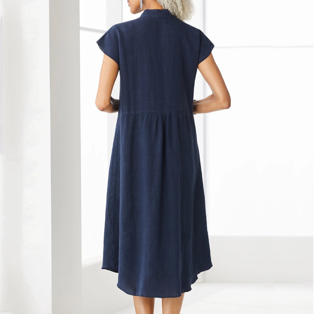 2026 ชุดเดรสเสื้อเชิ้ตสีดำลำลอ - Casual Loose Linen Shirt Dress บทวิจารณ์และราคา