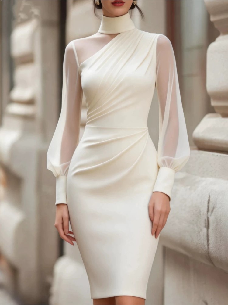 เดรสยาวปานกลางผ้าตาข่ายแฟชั่นใ - Sexy Mesh Sheer Bodycon Dress บทวิจารณ์และราคา