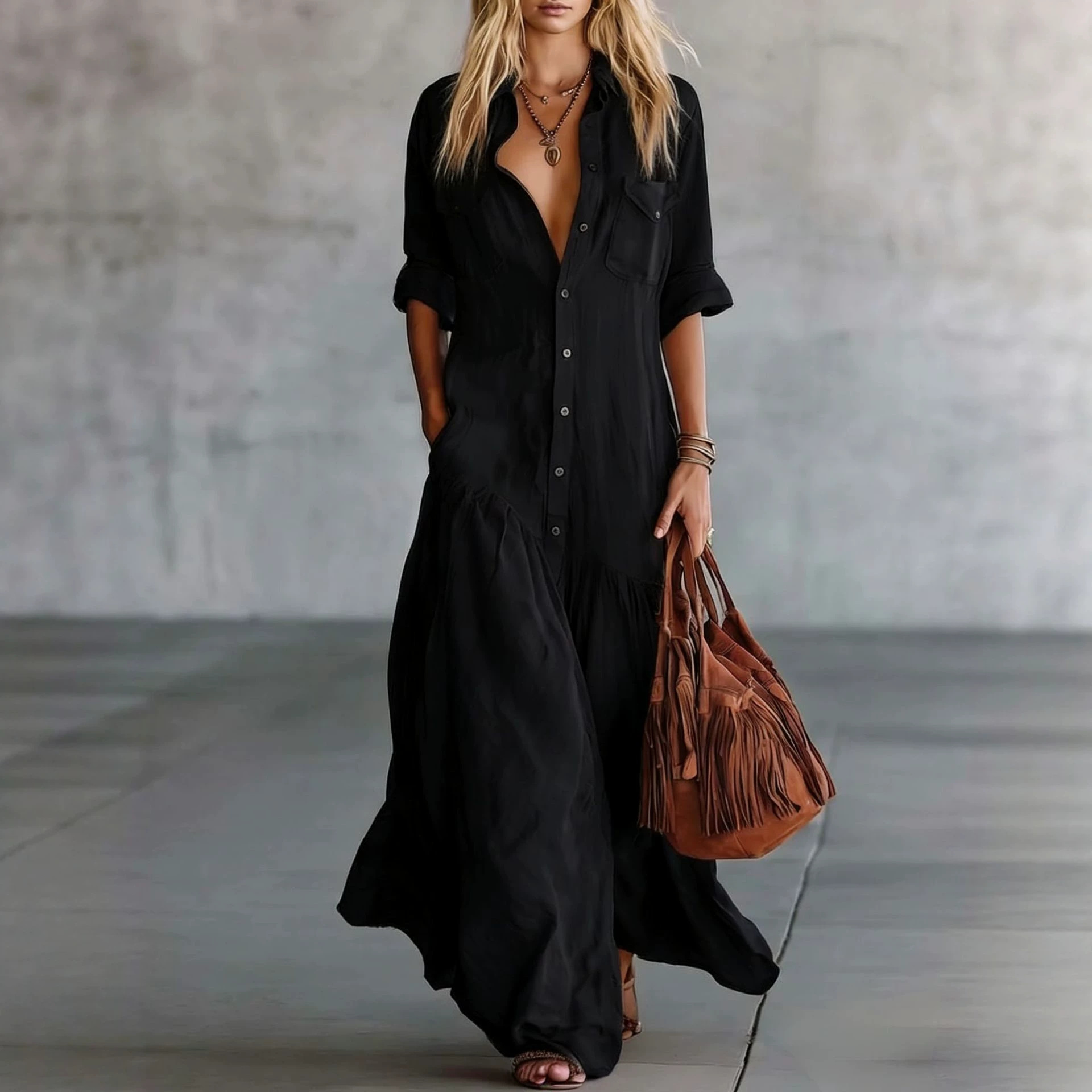 ชุดเดรสเชิ้ตผ้าฝ้ายลินินสำหรับ - Casual Loose Linen Shirt Dress บทวิจารณ์และราคา