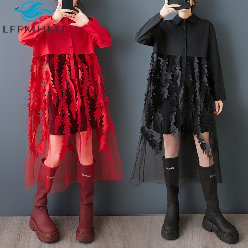เดรสเชิ้ตพิมพ์ลายดอกไม้สไตล์เก - Korean Style A Line Shirt Dress บทวิจารณ์และราคา