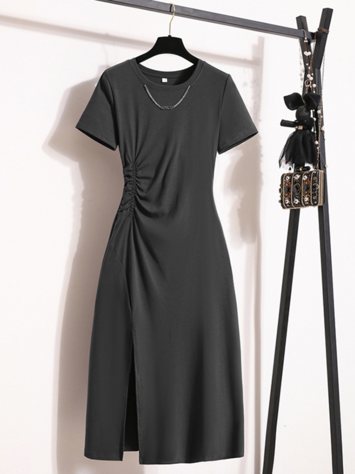 เดรสแขนสั้นสไตล์เกาหลี ดีไซน์เ - Korean Style A Line Shirt Dress บทวิจารณ์และราคา