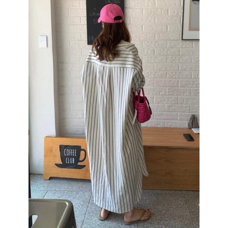 เดรสสไตล์เกาหลีแบบมินิมอล คอปก - Korean Style A Line Shirt Dress บทวิจารณ์และราคา