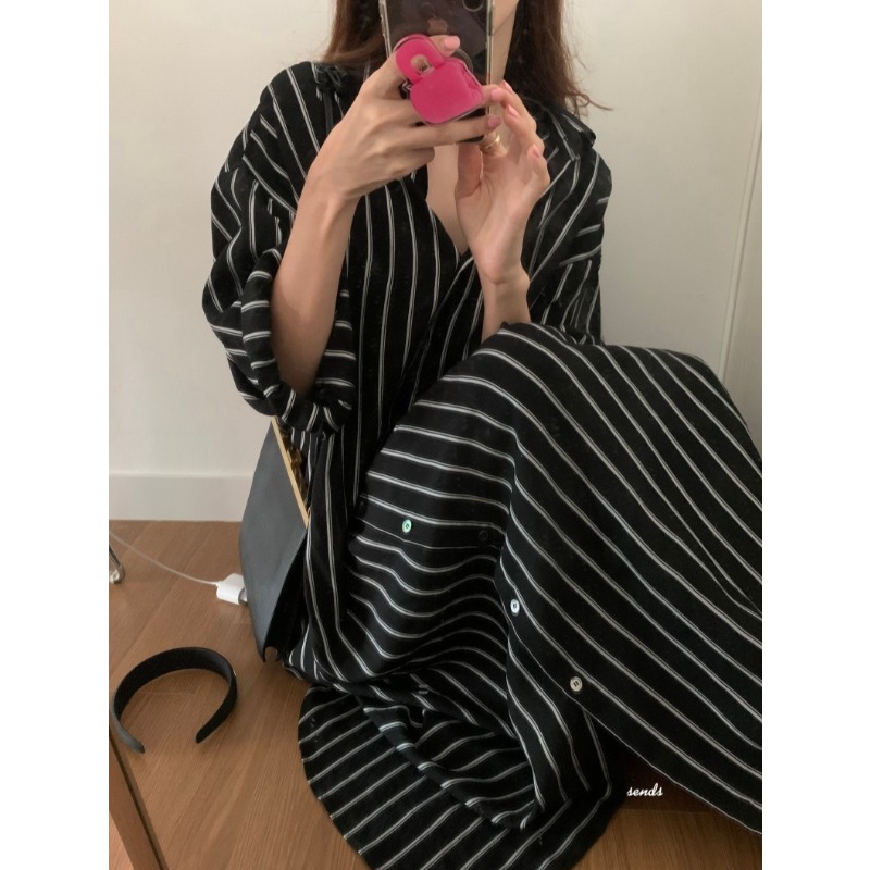 เดรสสไตล์เกาหลีแบบมินิมอล คอปก - Korean Style A Line Shirt Dress บทวิจารณ์และราคา