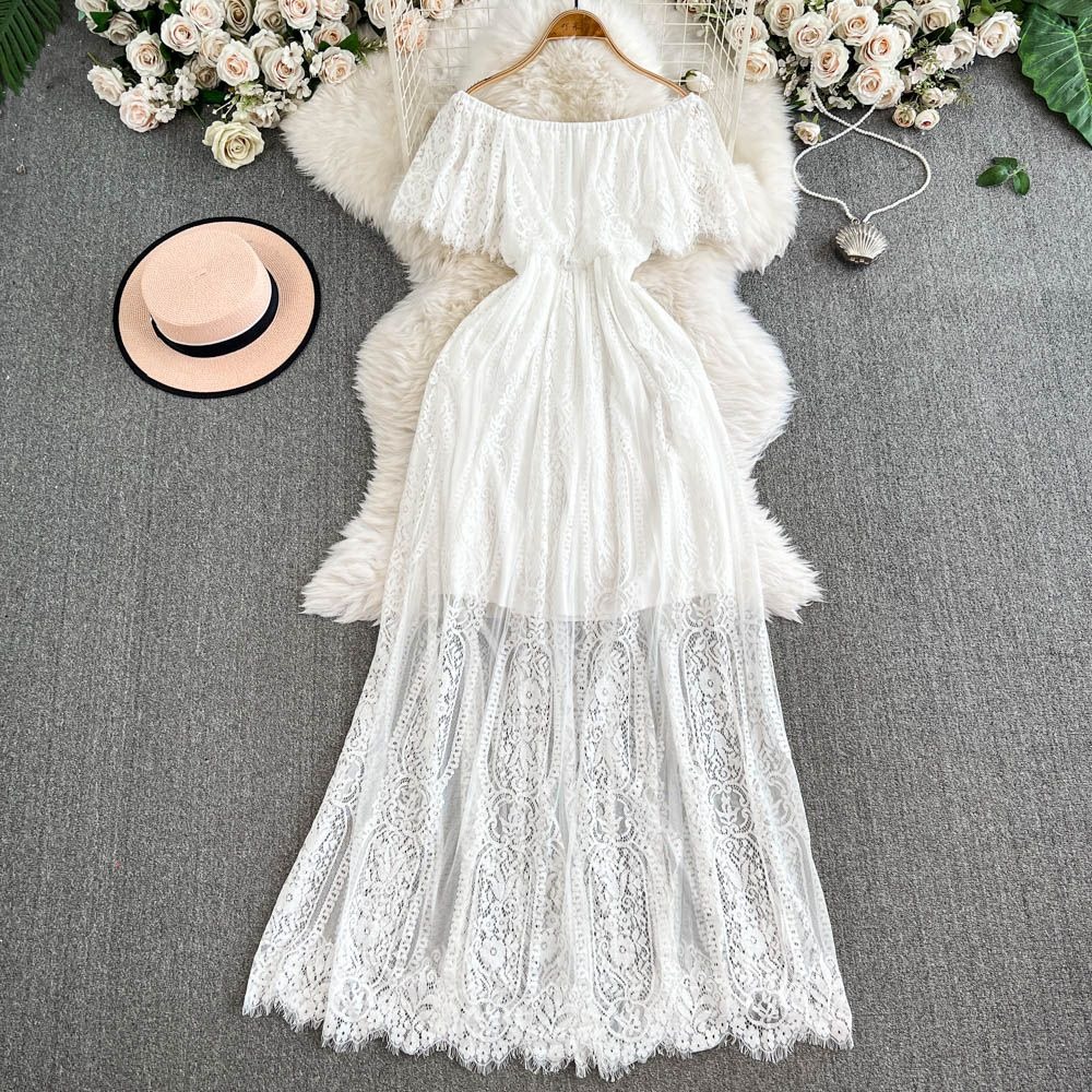 ชุด Maxi สตรีปิดไหล่ดอกไม้ลูกไ - Boho Summer Beach Maxi Dress บทวิจารณ์และราคา