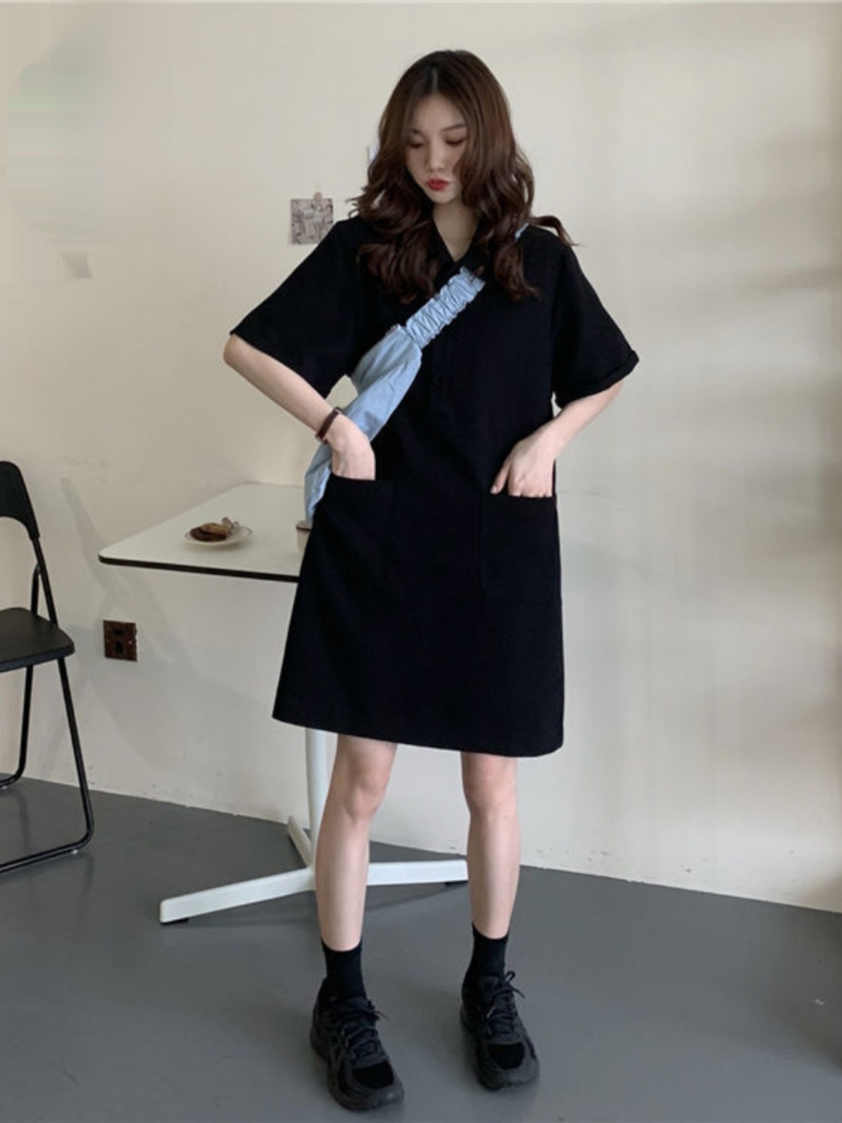 เดรสทรงเอไลน์ไซส์ใหญ่ คอปก แขน - Korean Style A Line Shirt Dress บทวิจารณ์และราคา