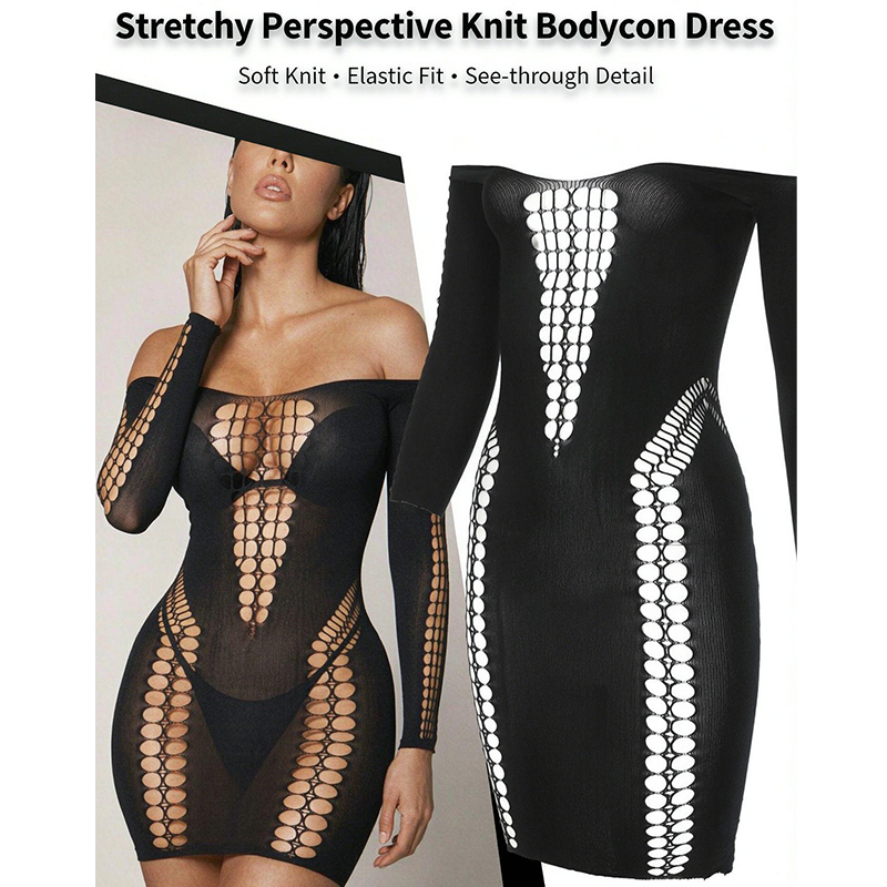 ชุดคลุมชายหาดแขนยาวผ้าตาข่ายบา - Sexy Mesh Sheer Bodycon Dress บทวิจารณ์และราคา