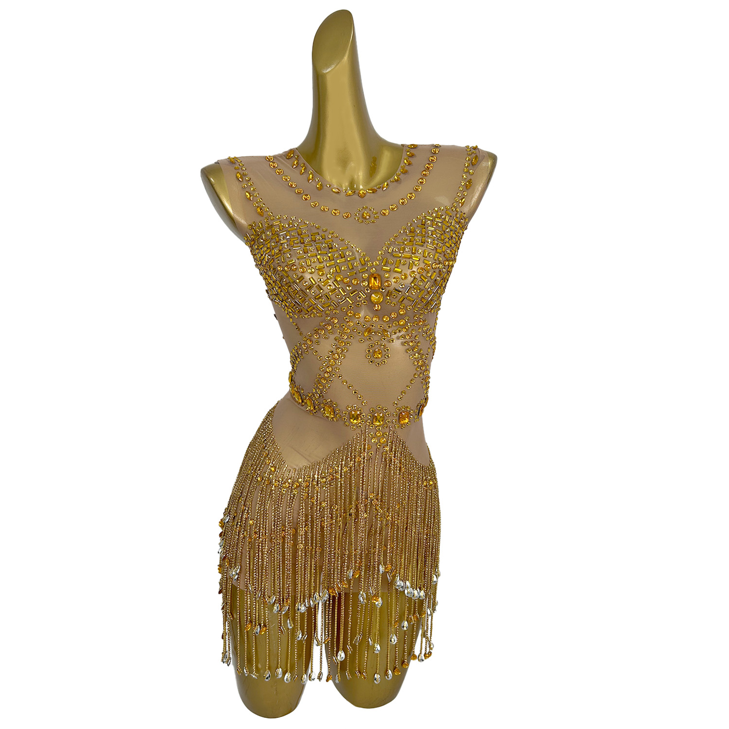 มินิเดรสผ้าตาข่ายซีทรูประดับเพ - Sparkly Rhinestone Club Party Dress บทวิจารณ์และราคา