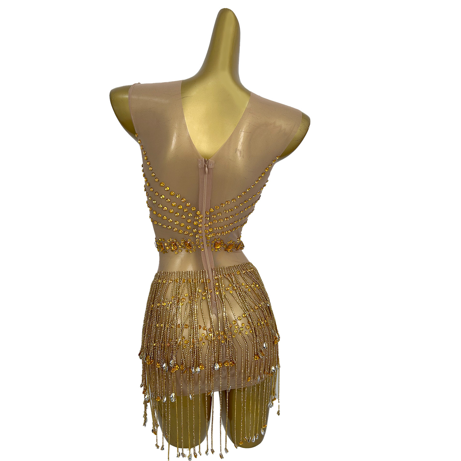 มินิเดรสผ้าตาข่ายซีทรูประดับเพ - Sparkly Rhinestone Club Party Dress บทวิจารณ์และราคา