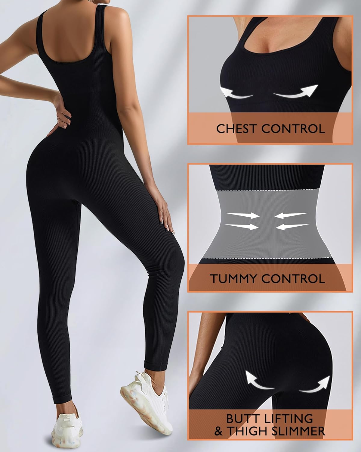 ชุดจั๊มสูทออกกำลังกายผู้หญิงแบ - Seamless Ribbed Workout Tank Top บทวิจารณ์และราคา