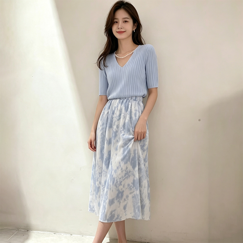 ชุดเดรสเสื้อยืดคอวีแขนสั้นสไตล - Korean Style A Line Shirt Dress บทวิจารณ์และราคา