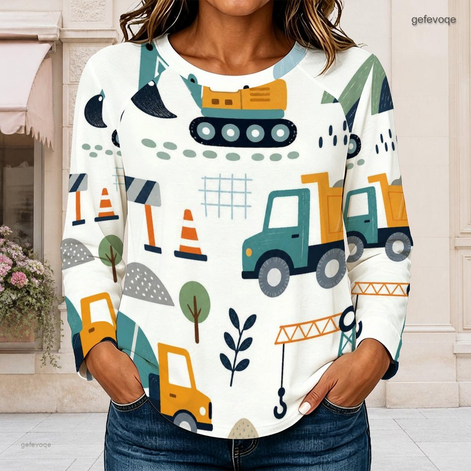 เสื้อยืดแขนยาวคอกลมทรงแร็กแลนส - Blouses บทวิจารณ์และราคา