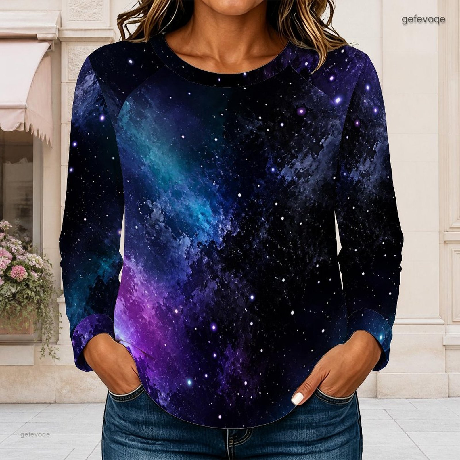 เสื้อยืดแขนยาวคอกลมทรงแร็กแลนส - Blouses บทวิจารณ์และราคา