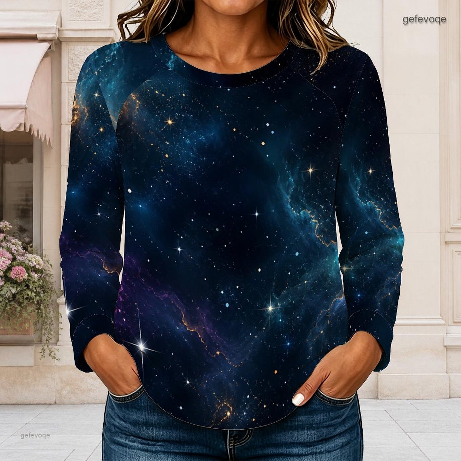เสื้อยืดแขนยาวคอกลมทรงแร็กแลนส - Blouses บทวิจารณ์และราคา