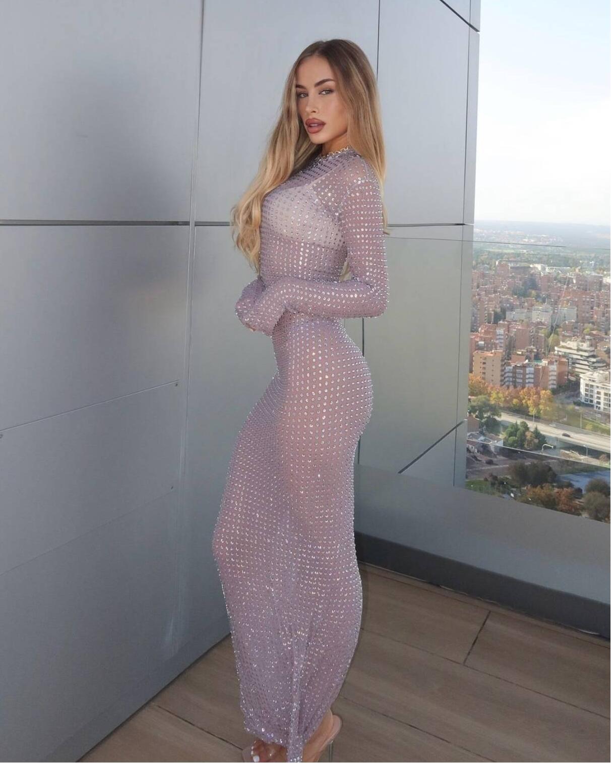 2025 ใหม่โปร่งใสถ่ายภาพชุด Spa - Sparkly Rhinestone Club Party Dress บทวิจารณ์และราคา