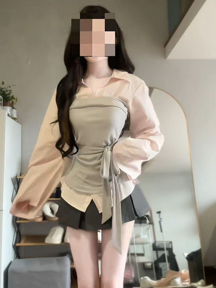 ชุดเซ็ตเสื้อและกระโปรงสไตล์เกา - Korean Style A Line Shirt Dress บทวิจารณ์และราคา