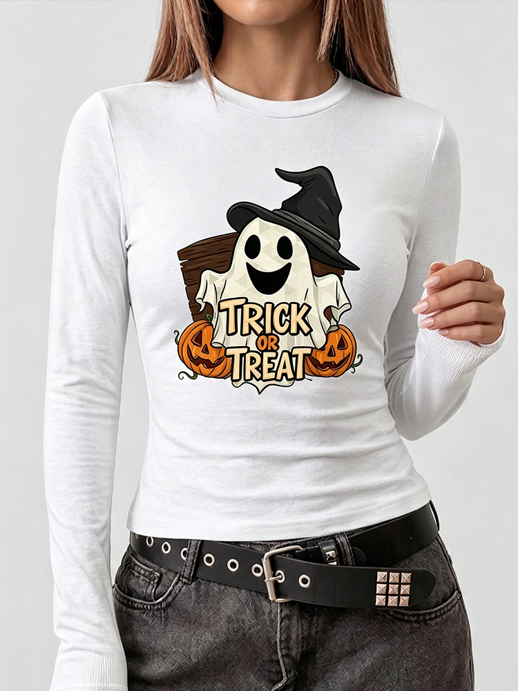 เสื้อยืดแขนยาวพิมพ์ลายใยแมงมุม - Blouses บทวิจารณ์และราคา