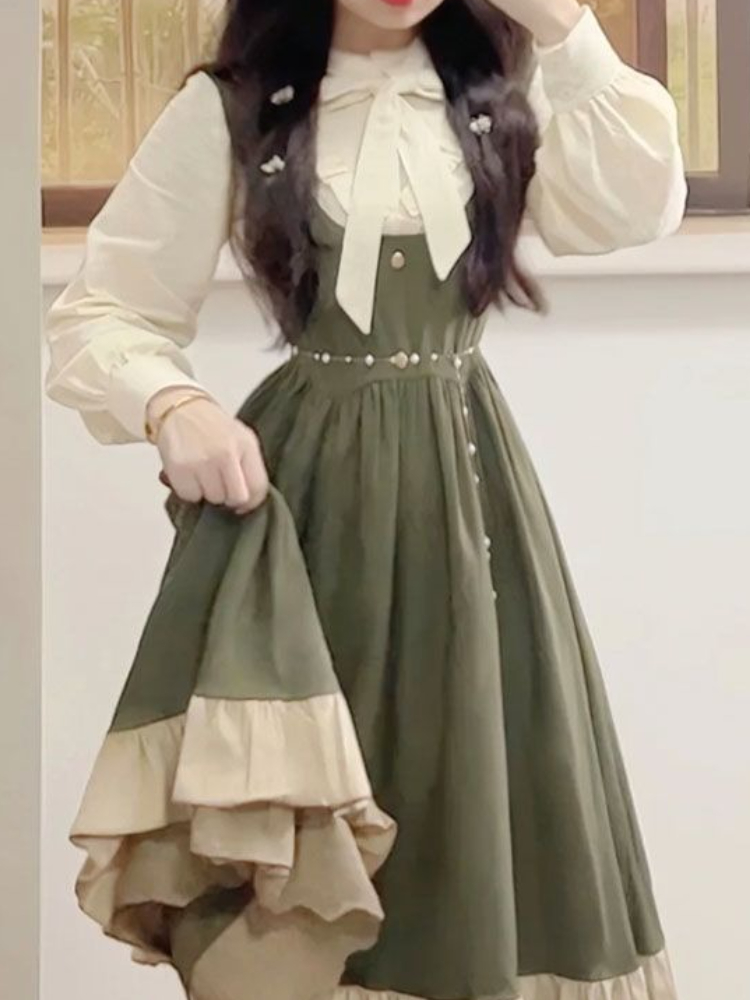 2025 ใหม่ญี่ปุ่นเกาหลี Kawaii  - Korean Style A Line Shirt Dress บทวิจารณ์และราคา