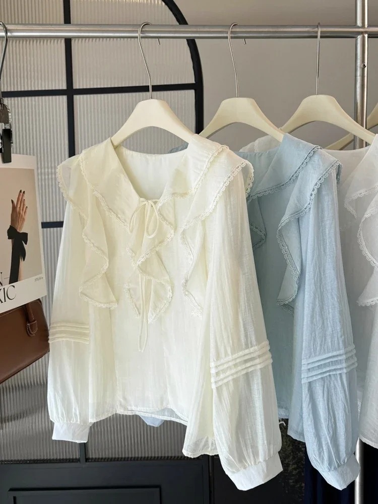 เสื้อเบลาส์แขนยาวคอวีสไตล์ฝรั่ - Blouses บทวิจารณ์และราคา