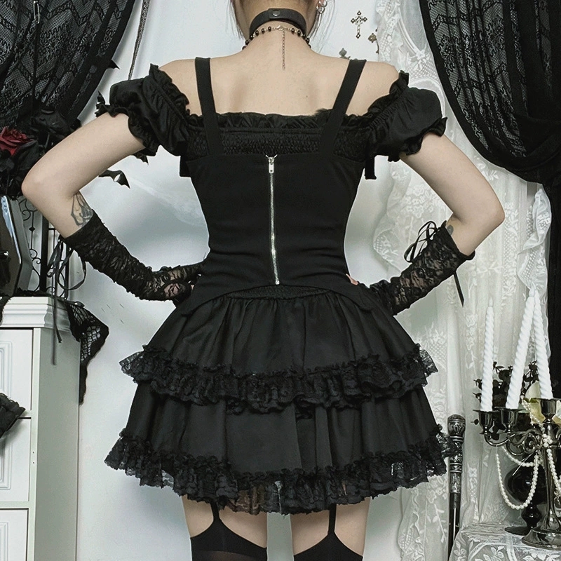ชุดเดรสสั้นสไตล์โกธิคดาร์ก อีเ - Y2K Backless Halter Mini Dress บทวิจารณ์และราคา