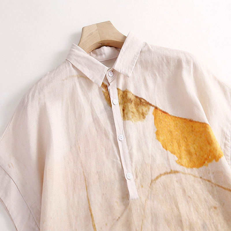 เดรสเชิ้ตผ้าฝ้ายลินินลำลองสำหร - Casual Loose Linen Shirt Dress บทวิจารณ์และราคา
